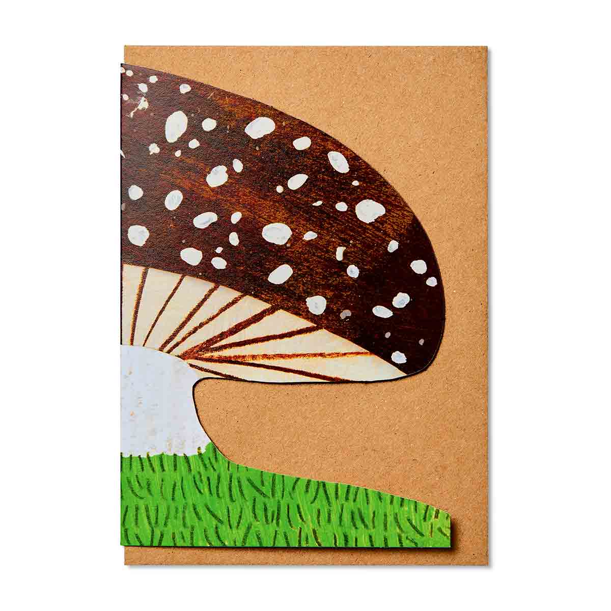 Mortlake Papers Brown Mushroom Shaped Greeting Card [Made in the UK]