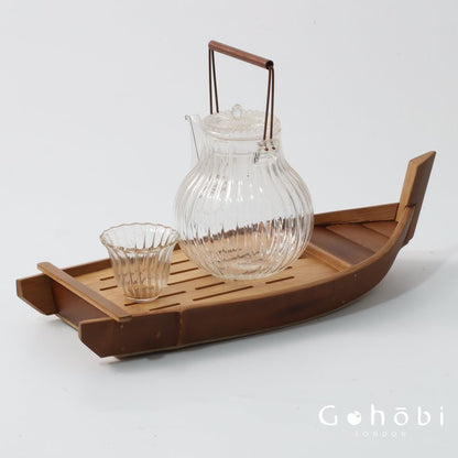 Gohobi Natural Old Bamboo Tea Tray – Water Storage Kung Fu Tea Tray Portable Wet Tea Table