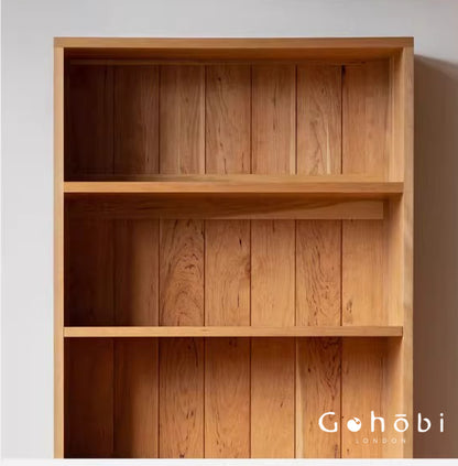 Gohobi Handmade Solid Wood Storage Cabinet – Multi-Layer Wooden Shelving Unit for Living Room or Study | FSC Certified Furniture