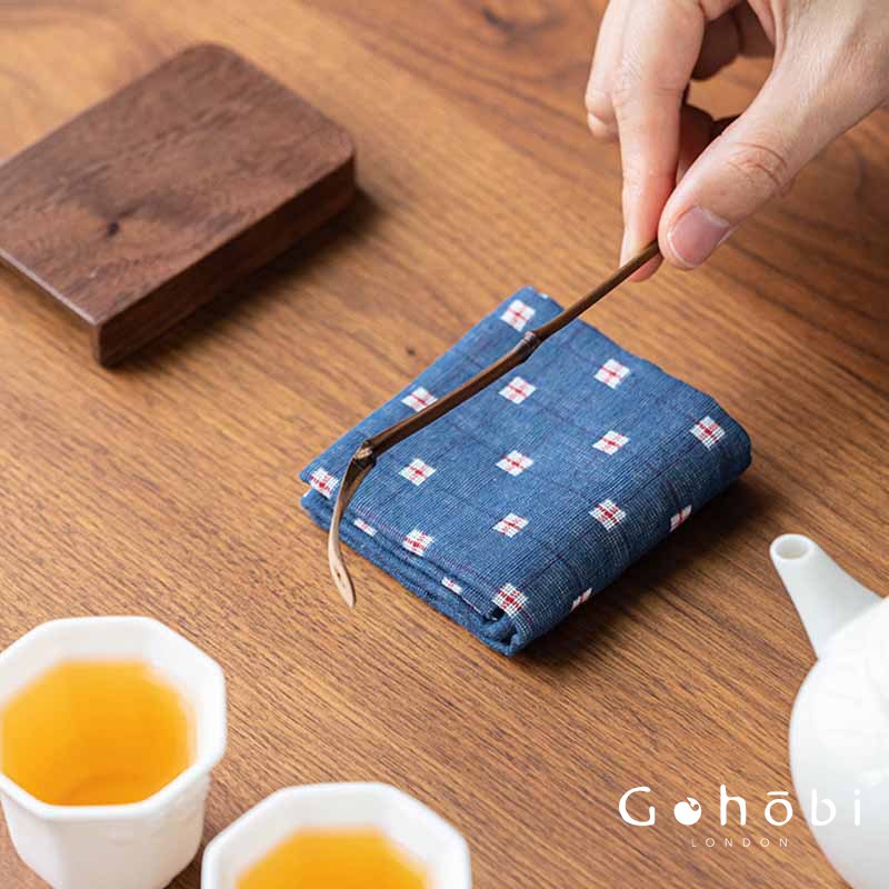 Gohobi Cotton Linen Tea Towel – Japanese Style Absorbent Tea Cloth for Tea Ceremony