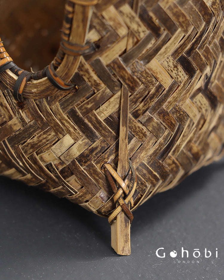 Gohobi Bamboo Woven Tea Cup Holder Basket – Zen Style Tea Set Storage Tube & Chopstick Basket