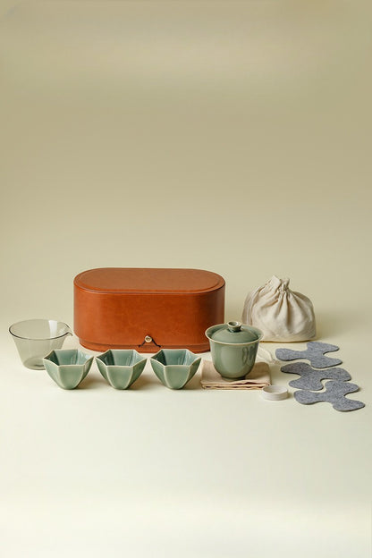 Gohobi Yue Kiln Celadon Gaiwan Travel Tea Set