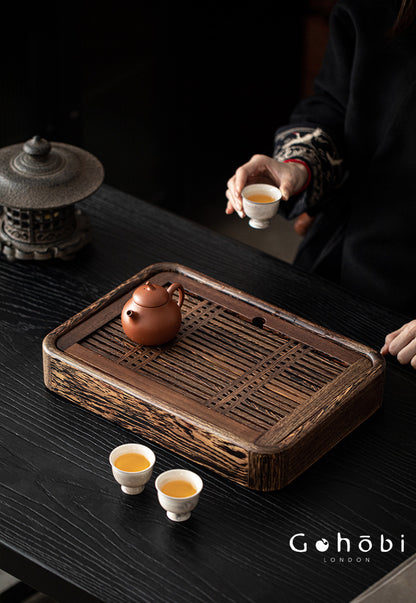 Gohobi Solid Wood Water Storage Tea Tray – Chinese Gongfu Tea Table Tray