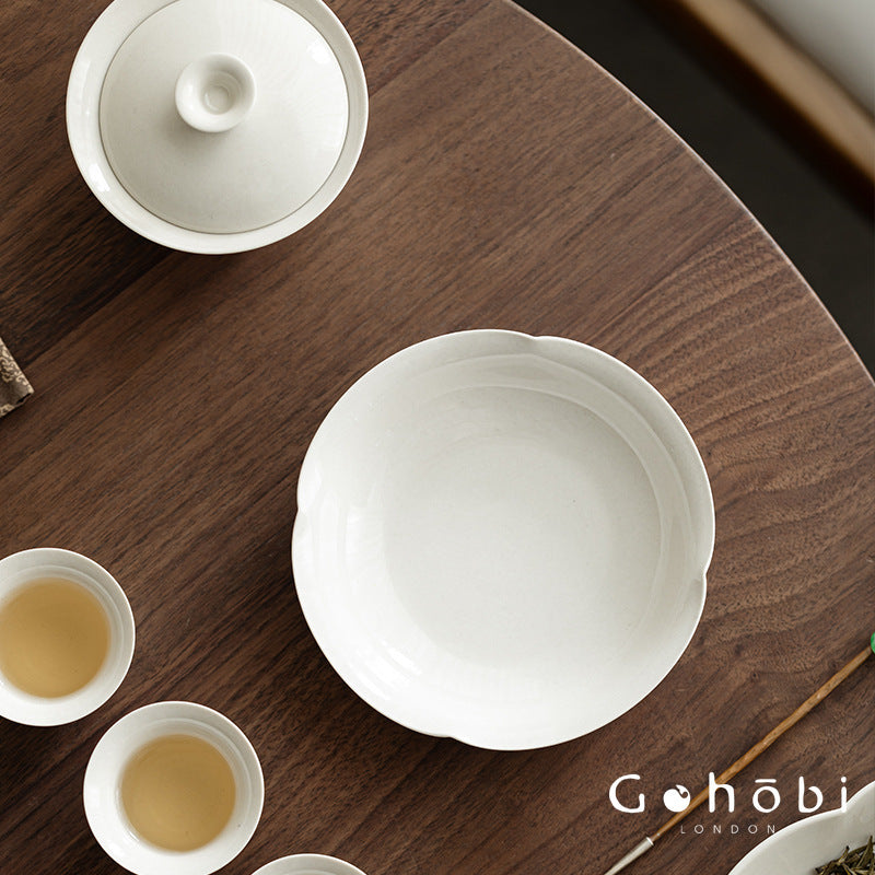 Gohobi Plant Ash Ceramic Pot Base – Multi-Purpose Gongfu Tea Dry Brewing Plate