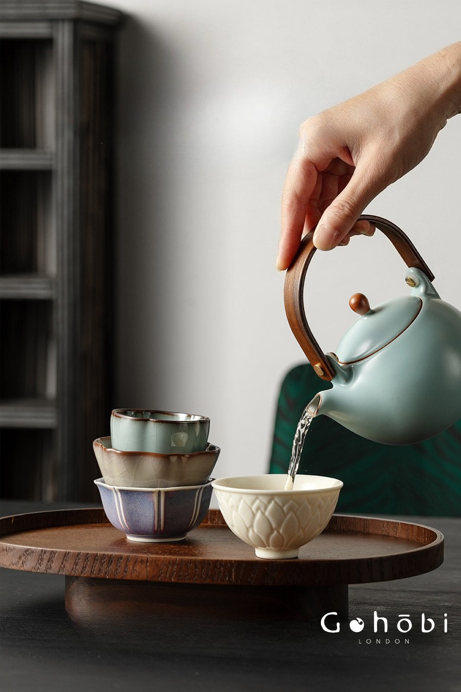 Gohobi Handmade Five Famous Kilns Gongfu Tea Set – One Teapot & Four Cups Gift Set