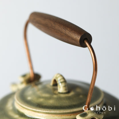 Gohobi Flowing Gold Autumn Sunset Dual-Purpose Teapot – Pure Handmade Ceramic Pot