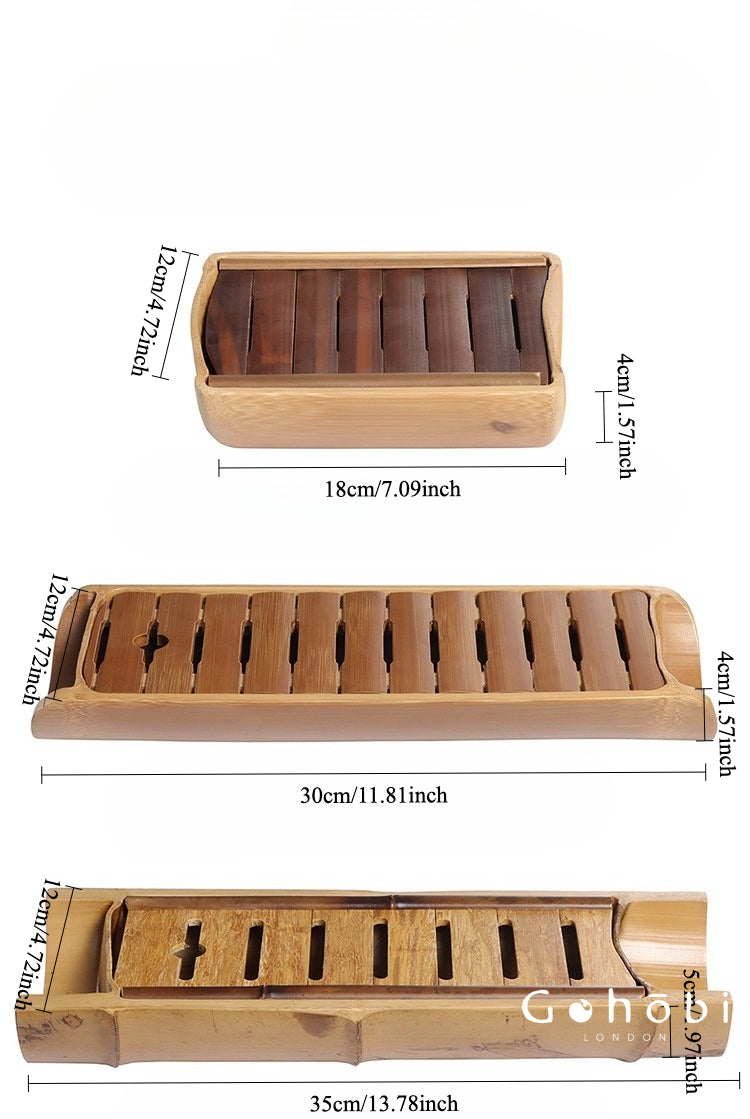 Gohobi Natural Old Bamboo Tea Tray – Water Storage Kung Fu Tea Tray Portable Wet Tea Table