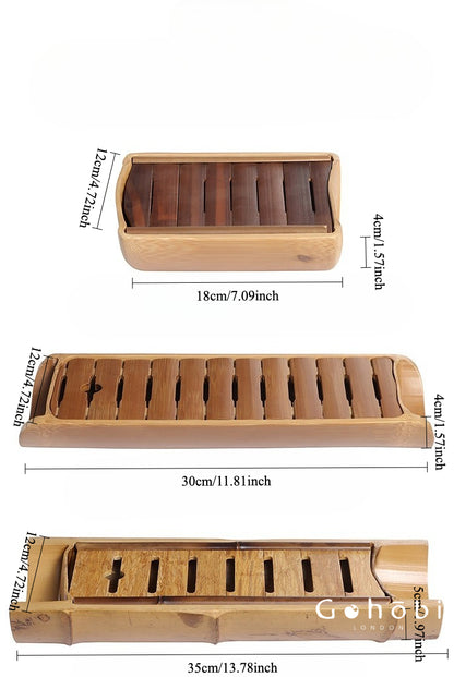 Gohobi Natural Old Bamboo Tea Tray – Water Storage Kung Fu Tea Tray Portable Wet Tea Table