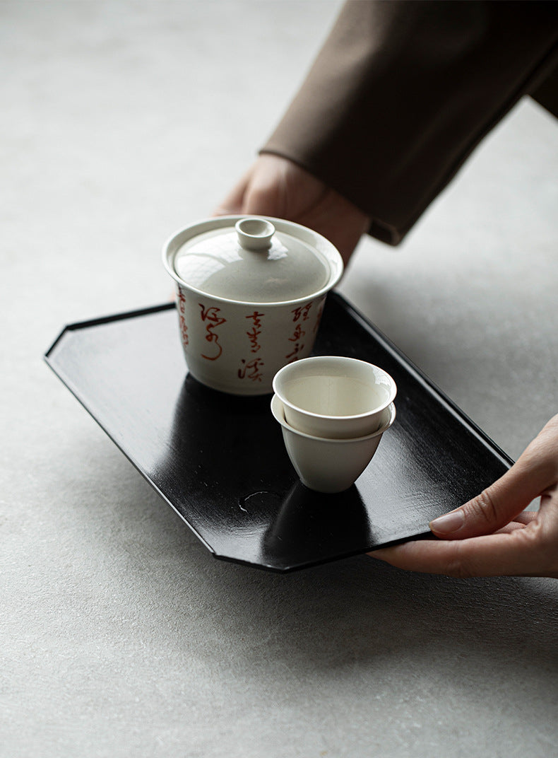 Plateau rectangulaire en fer noir style japonais Gohobi Wabi-Sabi 008