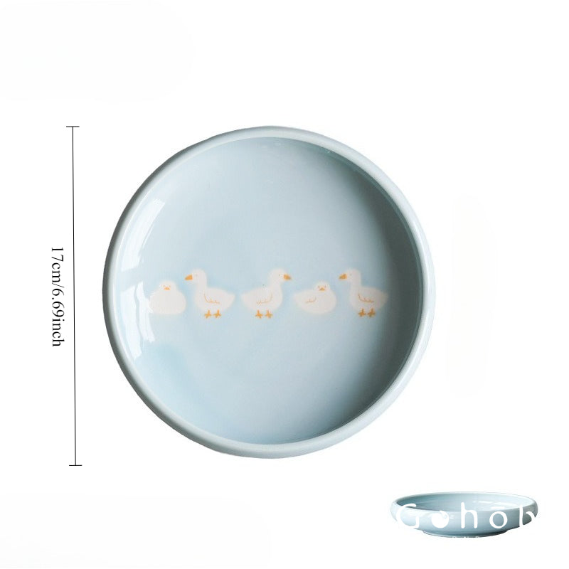 Gohobi White Duck Deep Plate – Cute Ceramic Curry and Dinner Plate [Made in Japan]