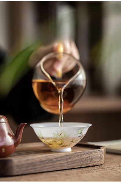 Gohobi Hand-painted Jade White Floral Porcelain Tea Cup