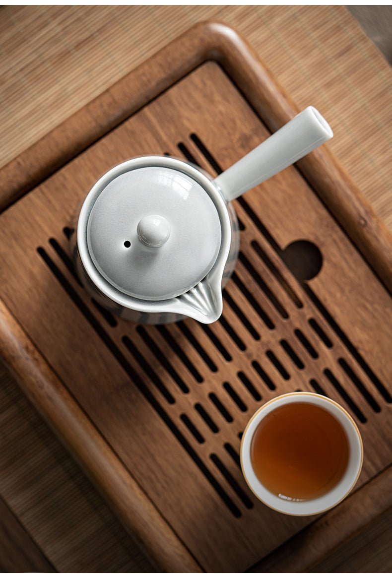 Gohobi Handmade Ice Grey Side Holder Teapot