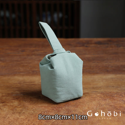 Gohobi Classic Travel Teaware Bag – Plain Cotton Tea Set Storage & Outdoor Carry Case