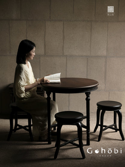 [賦山敘 x Gohobi] Gohobi Wabi-Sabi Teak Wood Tea Table – Round Solid Wood Tea Table