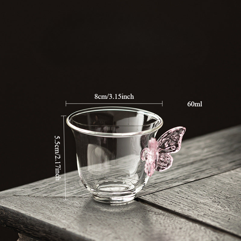 Gohobi Butterfly High Borosilicate Glass Tea Cup and Teapot Set – Heat-Resistant Transparent Gongfu Tea Set for Home and Office