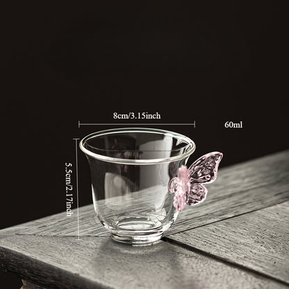 Gohobi Butterfly High Borosilicate Glass Tea Cup and Teapot Set – Heat-Resistant Transparent Gongfu Tea Set for Home and Office