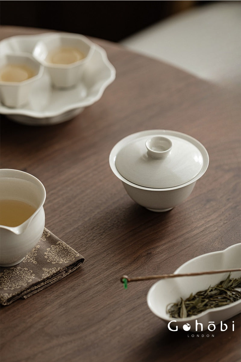 Gohobi Plant Ash Clay Gaiwan – Thin Porcelain Ceramic Covered Tea Bowl