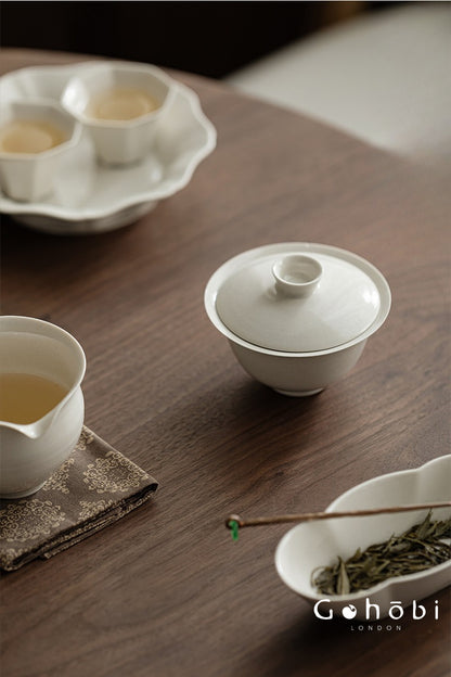 Gohobi Plant Ash Clay Gaiwan – Thin Porcelain Ceramic Covered Tea Bowl