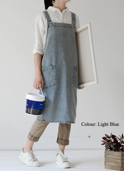 Gohobi Japanese Style Washed Denim Cotton Apron