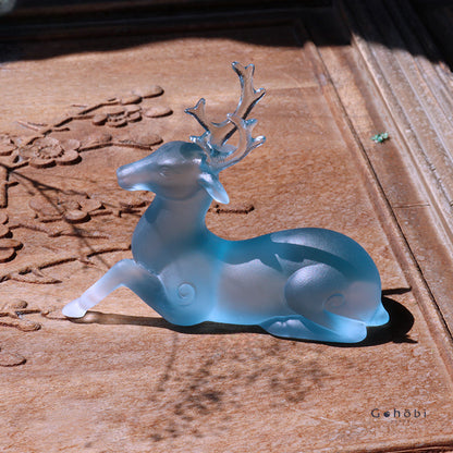 Gohobi Pate de Verre Deer Shaped Coloured Glass Ornament Pen Holder Paperweight