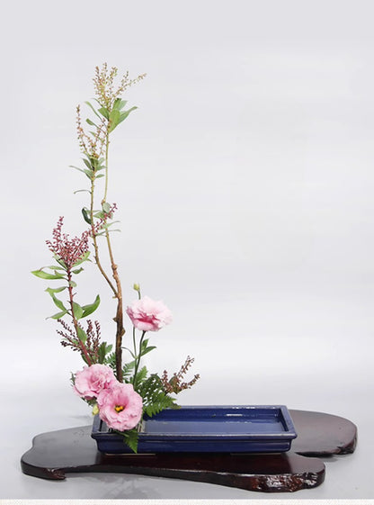 Gohobi Rectangular Ikebana Ceramic Vase – Japanese Style Flower Arrangement Vessel