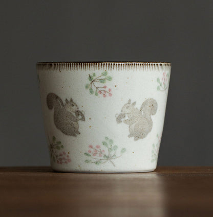 Gohobi Japanese Mino-Fired Squirrel Swallow Ceramic Cups