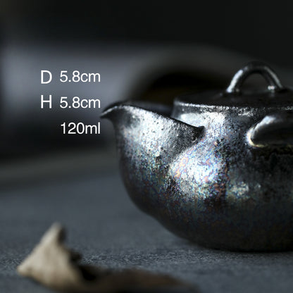 Gohobi Handmade Wood-fired Black Siver Ceramic Gaiwan  Hohin Teapot