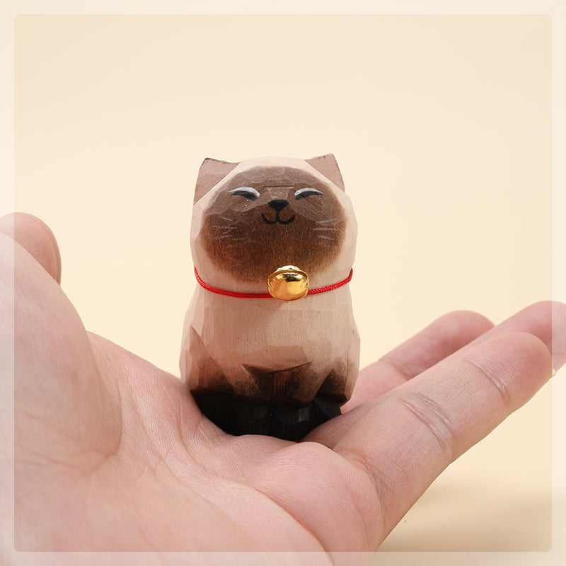 Gohobi Handcrafted  Large Wooden Siamese Cat Ornament