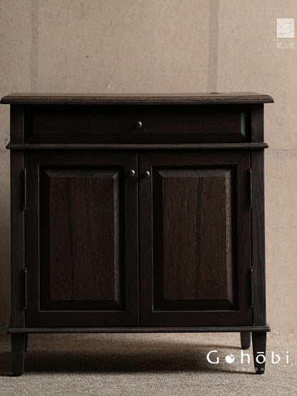 [賦山敘 x Gohobi] Gohobi Shanghai Style Teak Wood Stool – Black Round Solid Wood Tea Table Stool
