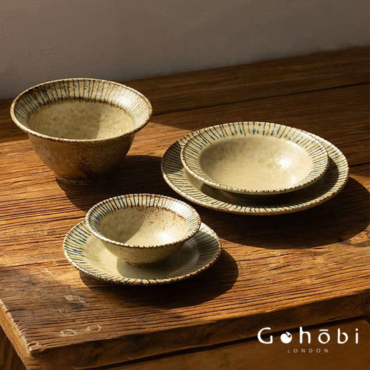 Gohobi Japanese Mino-yaki Pine Leaf Ceramic Plate [Made in Japan] – Retro Light Luxury Tableware