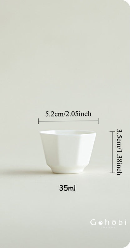 Gohobi Handmade White Porcelain Teacup – Thin Porcelain Flower Rim Gongfu Master Cup