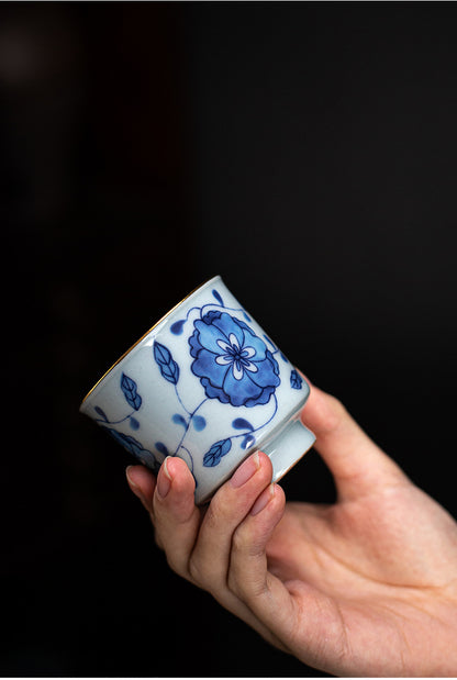 Gohobi Blue and White Twining Lotus Fu Gui Cup
