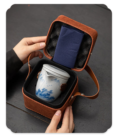 Gohobi Hand-painted Travel Teapot Gaiwan Set