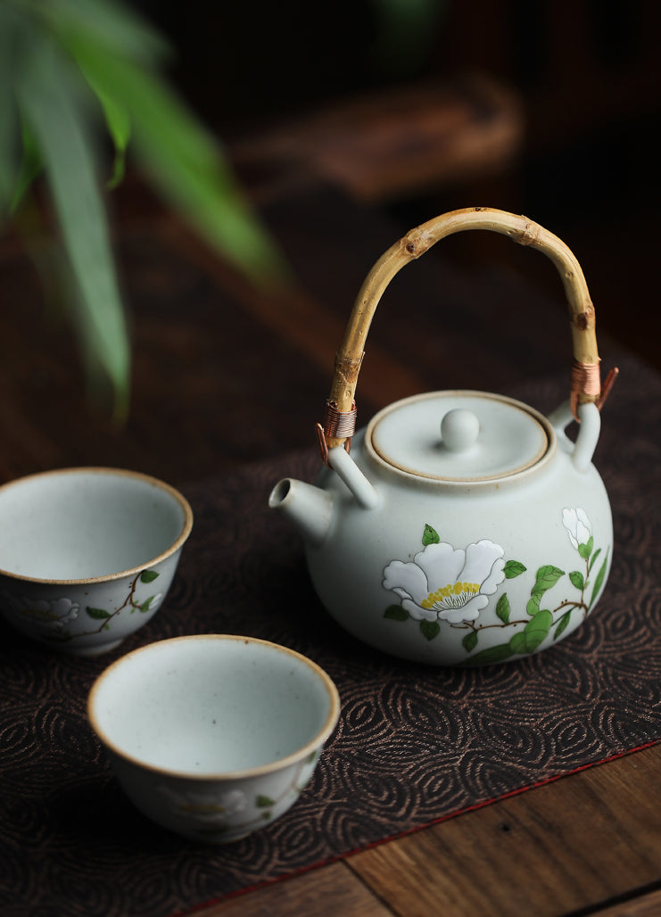 Gohobi Hand-painted Floral Tea Set Teapot Tea cup