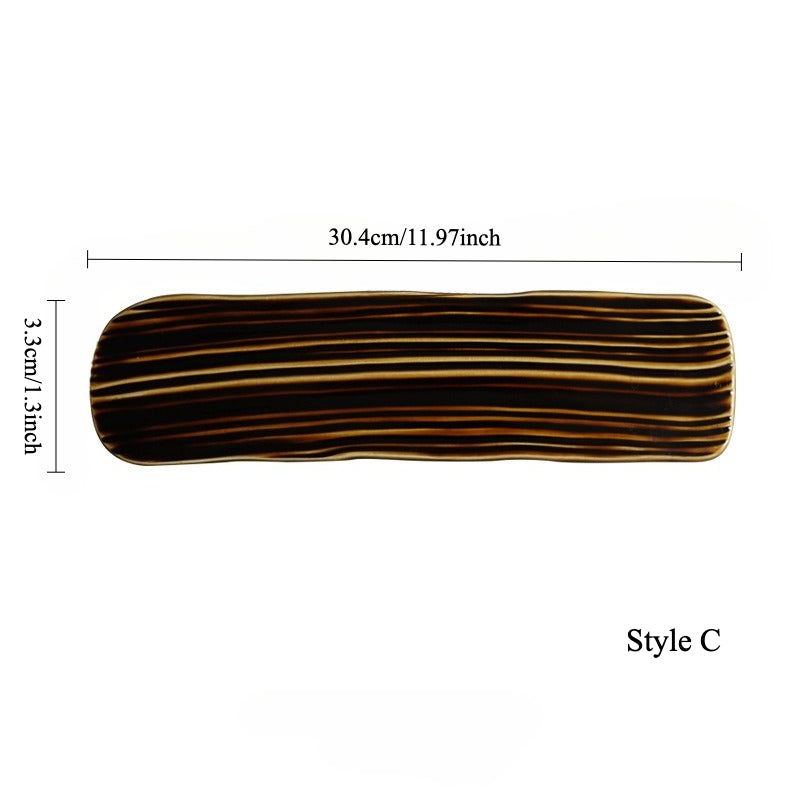 Gohobi Hand-Painted Rectangular Sushi Plate