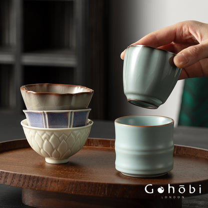 Gohobi Handmade Five Famous Kilns Gongfu Tea Set – One Teapot & Four Cups Gift Set