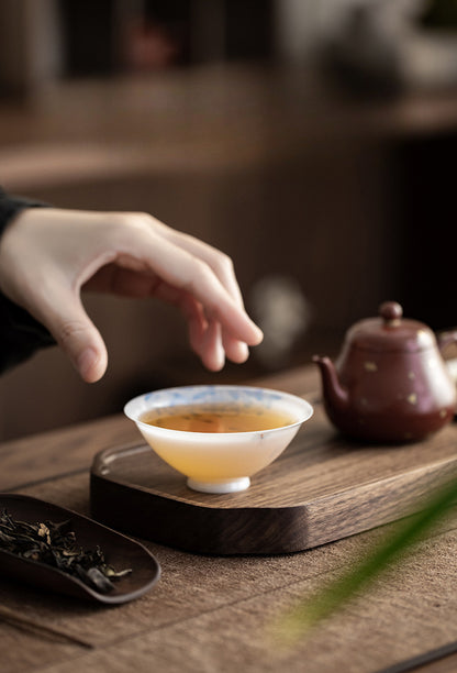 Gohobi Hand-painted Jade White Lotus Porcelain Tea Cup