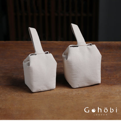 Gohobi Classic Travel Teaware Bag – Plain Cotton Tea Set Storage & Outdoor Carry Case