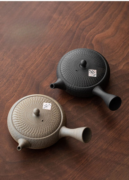 Gohobi Japanese Tokoraki Jade Glaze Side Handle Teapot – Retro Handmade Kyusu Tea Pot Coarse Pottery |Made in Japan