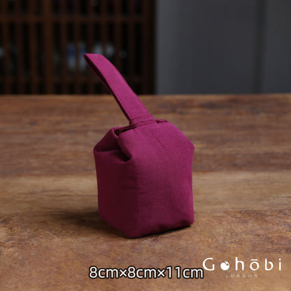 Gohobi Classic Travel Teaware Bag – Plain Cotton Tea Set Storage & Outdoor Carry Case