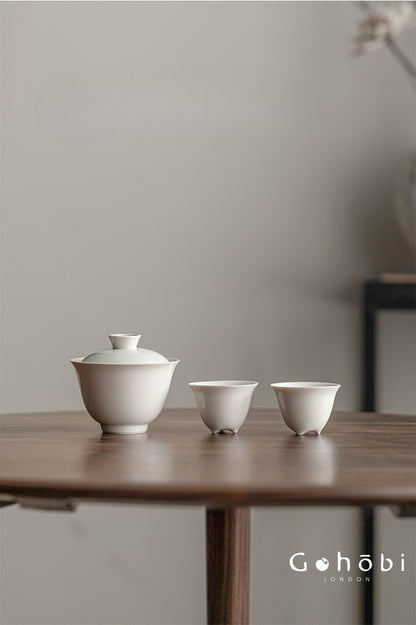 Gohobi Plant Ash Glaze Gaiwan – Song Style Handmade Ceramic Covered Tea Bowl