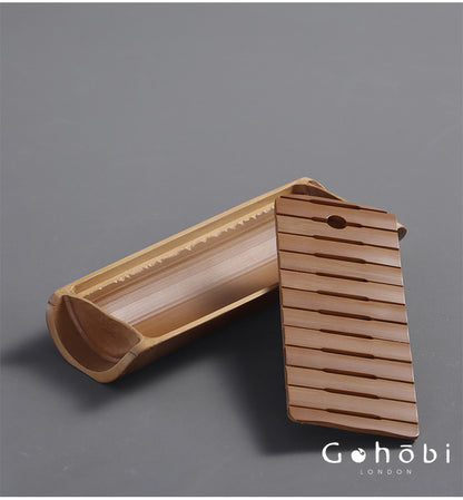 Gohobi Natural Old Bamboo Tea Tray – Water Storage Kung Fu Tea Tray Portable Wet Tea Table