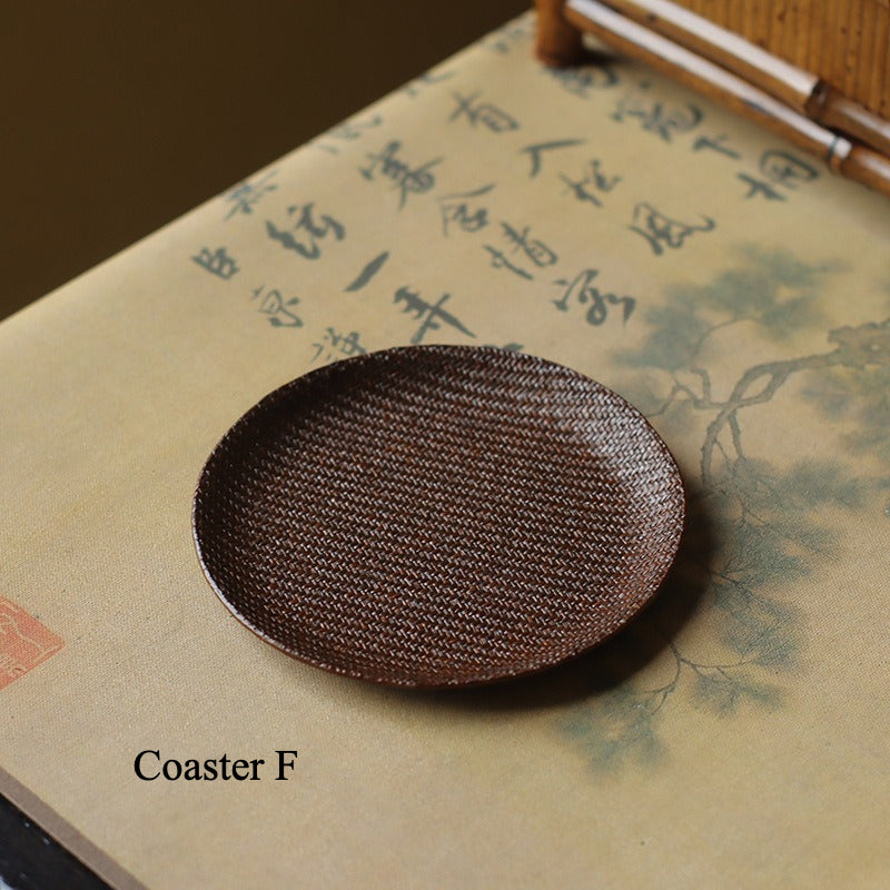 Gohobi Handmade Bamboo Cup Coasters Placemats – Rattan Tea Coaster Heat Insulation Pad