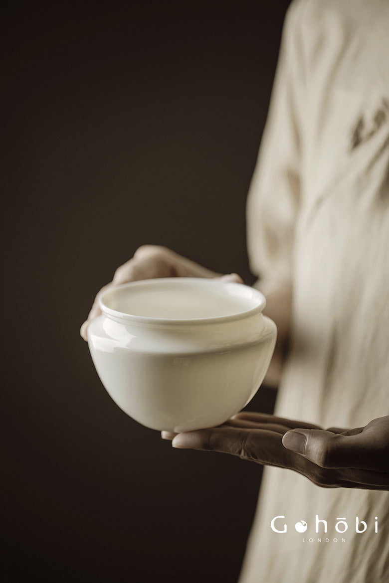 Gohobi Jade Porcelain Tea Wash Bowl – Ceramic Tea Rinse Basin for Gongfu Tea