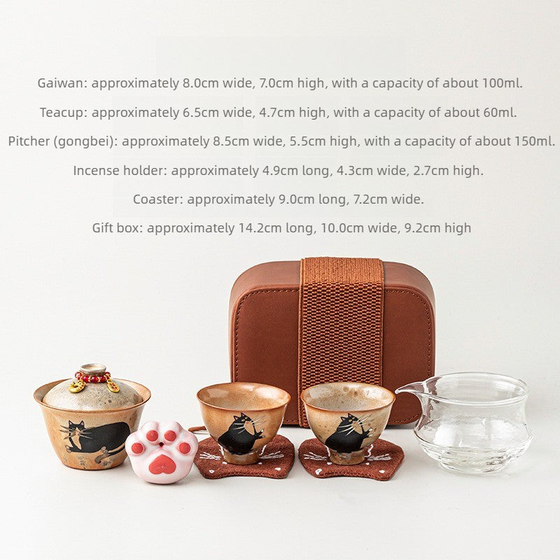 Gohobi Chi Wildcat Ceramic Travel Tea Set