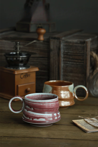 Gohobi Handmade Afternoon Japanese Stoneware Coffee Latte Mug and Saucer Set