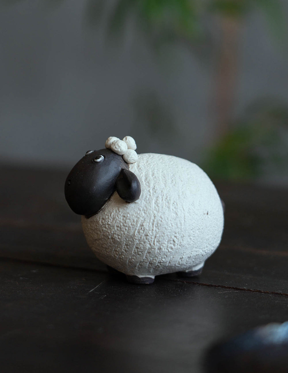 Gohobi Handmade Ceramic YiXing Clay White and Black Sheep Ornament Tea pet