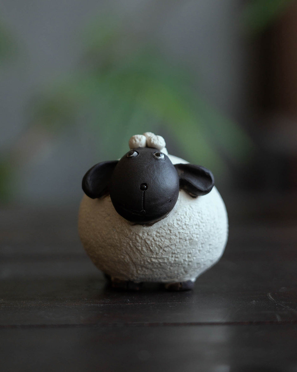 Gohobi Handmade Ceramic YiXing Clay White and Black Sheep Ornament Tea pet