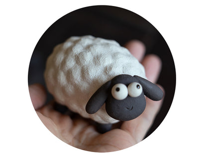 Gohobi Handmade Ceramic YiXing Clay White and Black Sheep Ornament Tea pet