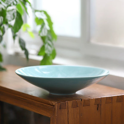 Gohobi Ikebana Ceramic Flower Bowl – Minimalist Flower Arrangement Water Plate